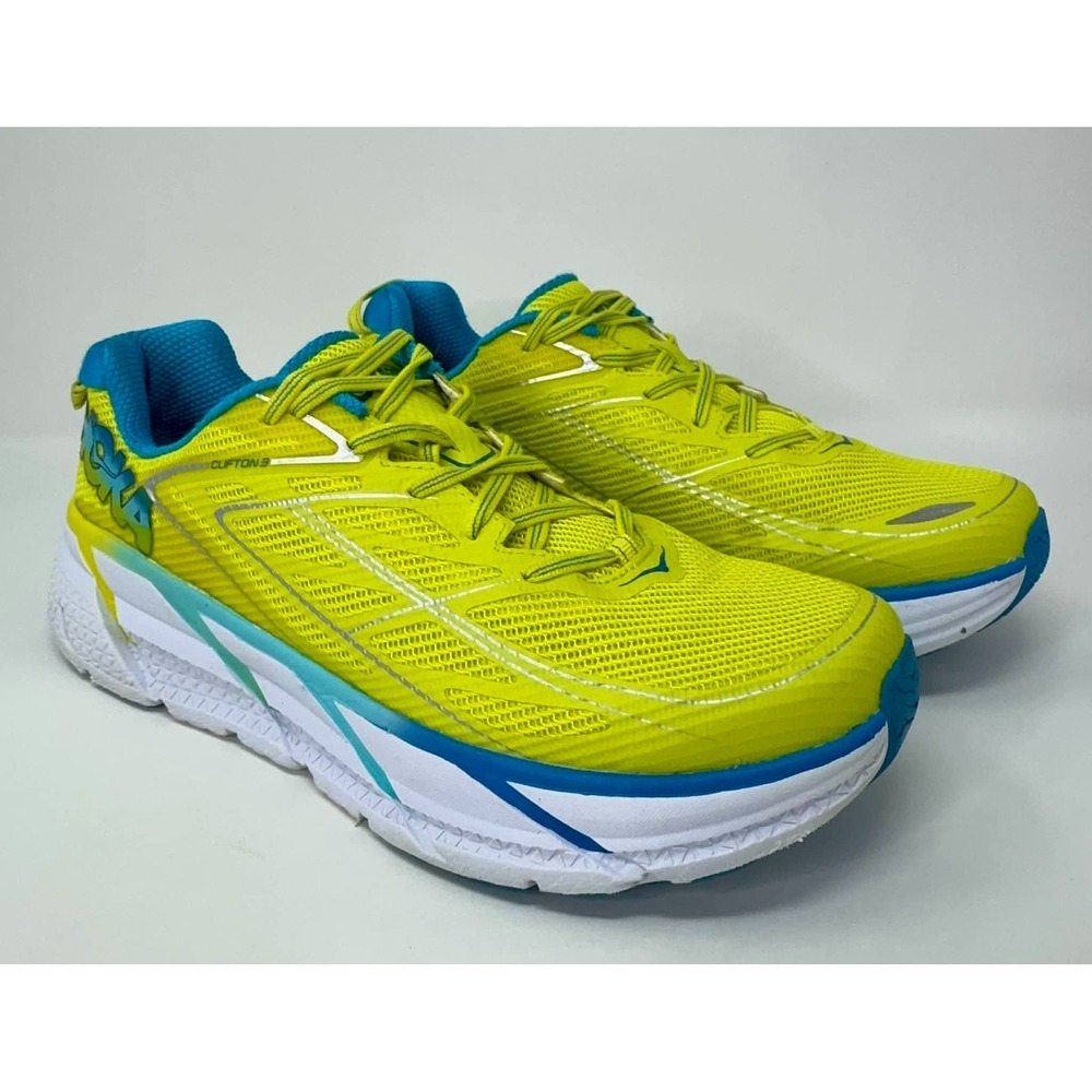 Hoka One One Clifton 3 Road Running Shoes Women's Size 11 Citrus Blue Jewel Run‎